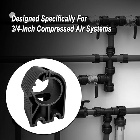 3/4" Pipe Clips for Compressed Air Piping System, 10 Pack Heavy Duty Wall Mount Pipe Support Brackets, Snap-On Aluminum Air Line Holders for Garage Workshop Industrial Air Systems in Saudi Arabia