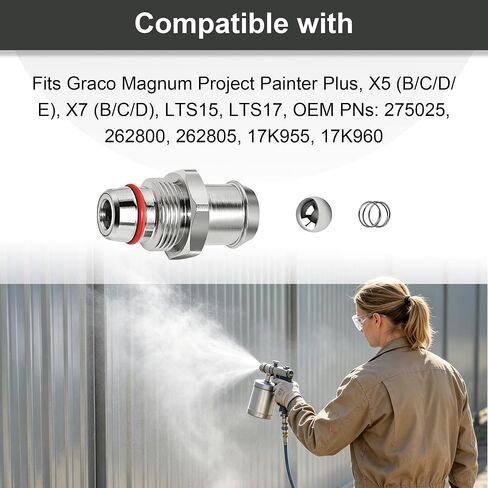 16E844 Inlet Valve Repair Kit for Graco Magnum X5 X7, Fixes Suction Priming Paint Leakback, Graco X7 Paint Sprayer Parts with Ball Valve and Spring in Kuwait