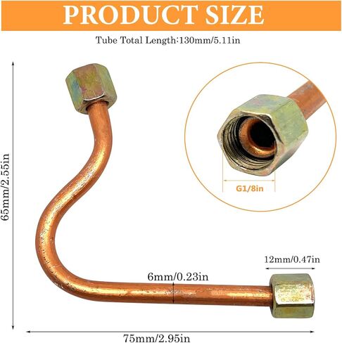1pcs Air Compressor Exhaust Tube Replacement,130mm/5.11in Length Air Compressor Hardware Accessories Parts,with 1/8in Hex Nut(Double Nuts) in Saudi Arabia