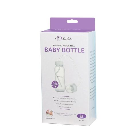 Hands-Free Baby Bottle - Anti-Colic Nursing System 9 oz Baby Bottle with Fast Flow Nipple/Teat 3m+ with Tube Straw Feeding System for Toddler 1 Year+ (1 Bottle - Soo Cute) in Saudi Arabia