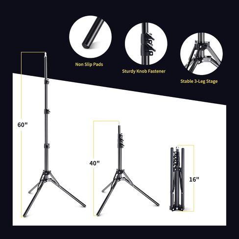 Takerers Softbox Photography Lighting Kit, 3-Pack 16'' x 16'' Continuous Lighting Photo Equipment with 50W E27 Socket 5500K LED Bulb Photography Studio for Photography/Video Recording/Live Streaming in Saudi Arabia