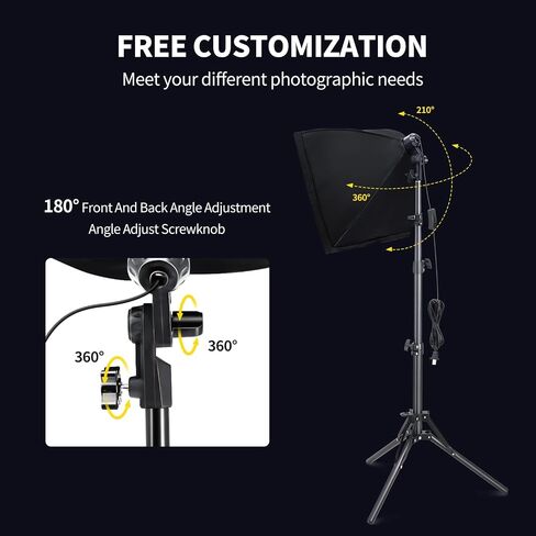Takerers Softbox Photography Lighting Kit, 3-Pack 16'' x 16'' Continuous Lighting Photo Equipment with 50W E27 Socket 5500K LED Bulb Photography Studio for Photography/Video Recording/Live Streaming in Saudi Arabia