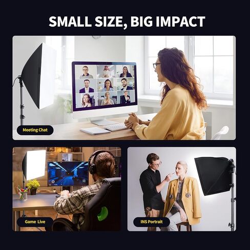Takerers Softbox Photography Lighting Kit, 3-Pack 16'' x 16'' Continuous Lighting Photo Equipment with 50W E27 Socket 5500K LED Bulb Photography Studio for Photography/Video Recording/Live Streaming in Saudi Arabia