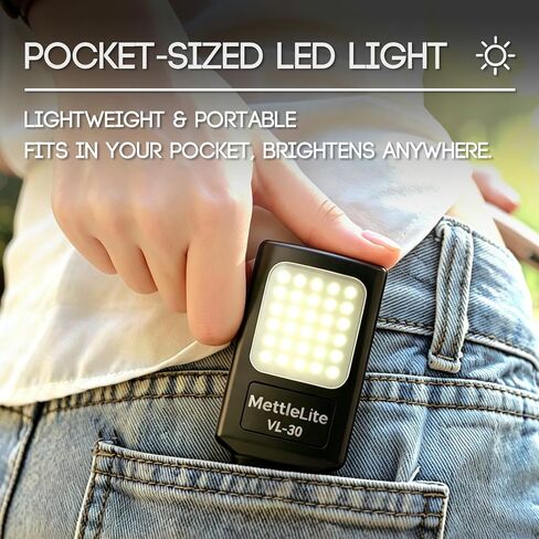 VL30 Mini Daylight LED Camera Light, 5600K Portable On Camera Video Light with Cold Shoe Mount, Battery Powered, Ideal for Photography, Vloggers, Live Streaming, Interview&Content Creation in Saudi Arabia