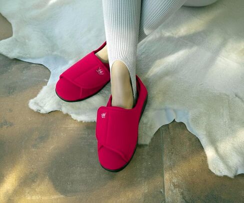Diabetic Slippers Women, Lymphedema Shoes, Edema Shoes Swollen Feet, Indoor and Outdoor Hook and Loop, Non Slip House Shoes (Red, 8 WIDE) in Saudi Arabia