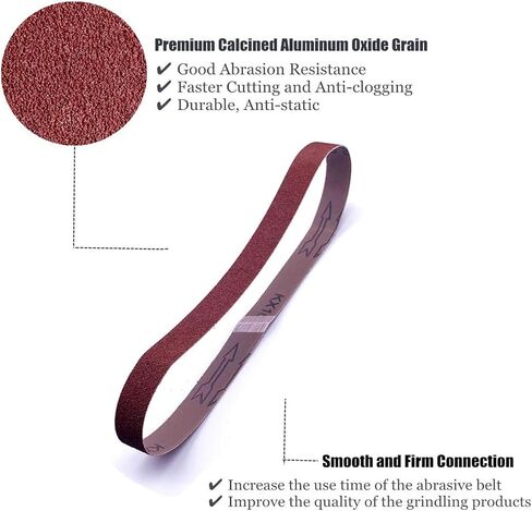 3/8 x 13 Sanding Belts, 120 Grit Aluminum Oxide Sanding Belt, Belt Sander Paper for Air Belt Sander, 24 Pack(3/8x13in,120 Grit) in Saudi Arabia