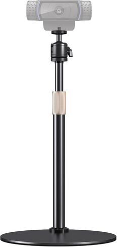 Telescopic Webcam Stand for Desk, with 1/4 Thread Ball Head & Phone Holder | Fits Logitech C922/C930/C920/C615/C960/BRIO/NexiGo N60 for Streaming/Video Call, 360° Swivel, Height Adjustable, Compact Base in Saudi Arabia