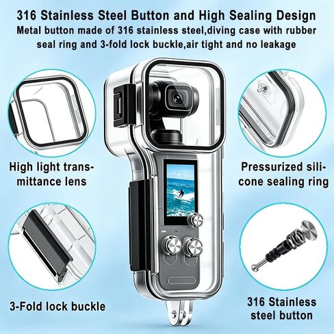 50M/164FT Underwater Waterproof Dive Case for DJI Osmo Pocket 4 | Diving Housing Waterproof Protection Case with Bracket Anti-fog Inserts for DJI Osmo Pocket 4 Camera Dive Accessories in Saudi Arabia