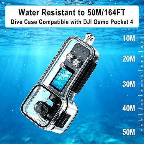 50M/164FT Underwater Waterproof Dive Case for DJI Osmo Pocket 4 | Diving Housing Waterproof Protection Case with Bracket Anti-fog Inserts for DJI Osmo Pocket 4 Camera Dive Accessories in Saudi Arabia