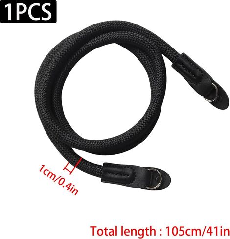 Vintage Style Nylon Climbing Rope Camera Strap for photographers, Shoulder Neck Strap Compatible with DSLR, Film, Mirrorless & Instant Cameras (Black, 1cm Diameter & 105cm Length) in Kuwait