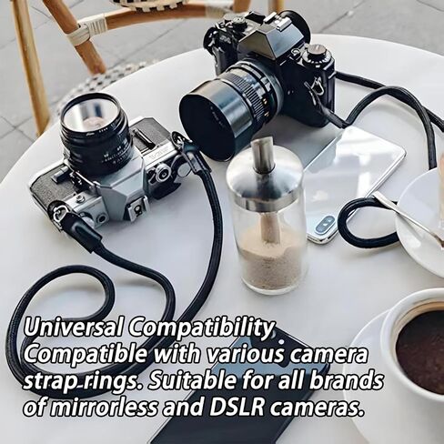 Vintage Style Nylon Climbing Rope Camera Strap for photographers, Shoulder Neck Strap Compatible with DSLR, Film, Mirrorless & Instant Cameras (Black, 1cm Diameter & 105cm Length) in Kuwait