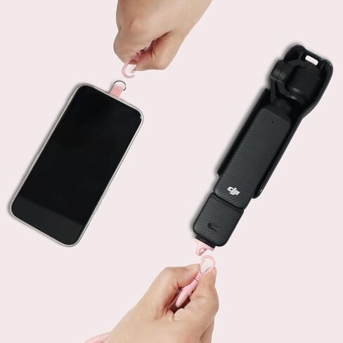DJDIRY 2in1 Adjustable Lanyard Strap for DJI Osmo Pocket 3/4 Wrist Strap, Phone Lanyard Crossbody, with 1/4" Screw (2in1-Pink) in Saudi Arabia