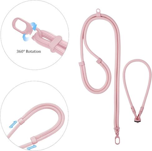 DJDIRY 2in1 Adjustable Lanyard Strap for DJI Osmo Pocket 3/4 Wrist Strap, Phone Lanyard Crossbody, with 1/4" Screw (2in1-Pink) in Saudi Arabia