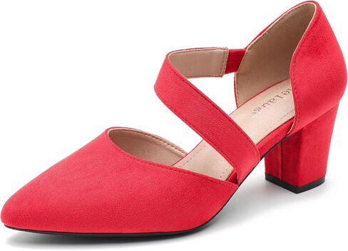 Women's Pointed Toe Pumps Strappy Heels Low Block Chunky Heel Dressy Wedding Bride Prom Business Shoes in Saudi Arabia