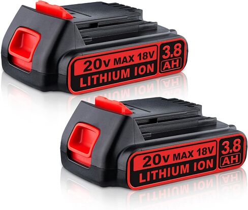Upgraded 3.8Ah 20V LBXR20 Lithium Battery Replacement for Black and Decker 20V Lithium Battery BDL1805 LBD2020S LBXR2020APB LBXR2020-OPE LBXR2015S LBXR2020 LB2X4020 LB2X4020-OPE High Capacity (2 Pack) in Kuwait