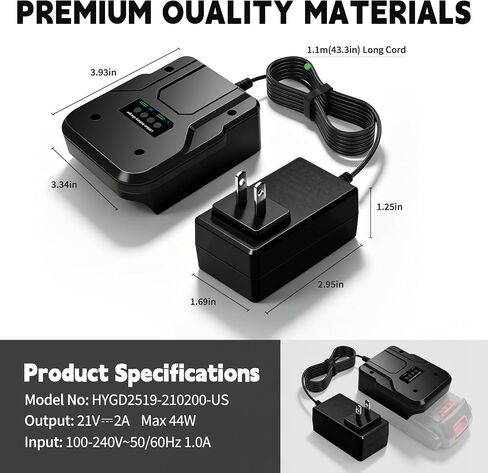 Remate 2A Fast Charger for Black+Decker 20V MAX Lithium Ion Batteries | Compatible with Black+Decker 20V MAX lithium battery packs, reliable replacement charging adapter for power tools in Kuwait