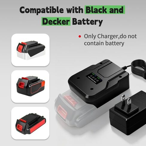 Remate 2A Fast Charger for Black+Decker 20V MAX Lithium Ion Batteries | Compatible with Black+Decker 20V MAX lithium battery packs, reliable replacement charging adapter for power tools in Kuwait