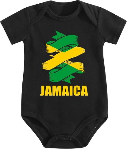 Baby Romper,Jamaica Flag Jamaican Pride,Sweet Heart‑Themed Elastic Soft Casual Style in Kuwait