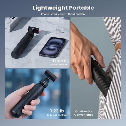 حامل ثلاثي عصا سيلفي من Walking Way 40 سم/15.75 بوصة لـ DJI Osmo Action 3/4/5 Pro، عمود تمديد مغناطيسي سريع التحرير، قبضة محمولة صغيرة 2 في 1 مع رأس كروي 360 درجة، ملحق لمدونة فيديو للسفر in Kuwait