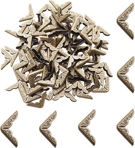 Adyoney 100Pcs 20mm / 3/4" Bronze Metal Book Corner Protectors | Vintage Photo Corner Protector, for Scrapbooking, Photo Albums, Menus, and Folders, Vintage Style Book Edge Guards in Saudi Arabia