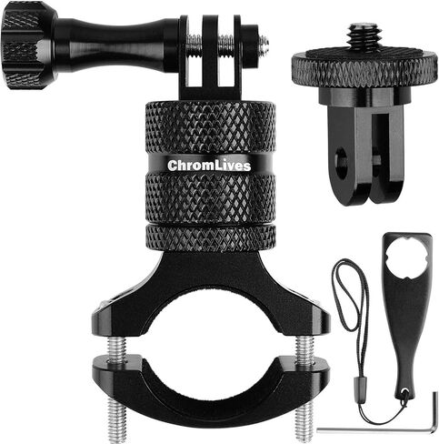 حامل دراجة ChromLives لـ GoPro، حامل المقود مع دوران 360 درجة، حامل ألومنيوم للدراجات الجبلية/الدراجات النارية - متوافق مع GoPro Hero 11/10/9/8/7/6/5، كاميرا الحركة، Osmo in Kuwait