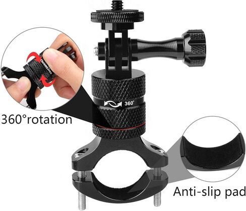 حامل دراجة ChromLives لـ GoPro، حامل المقود مع دوران 360 درجة، حامل ألومنيوم للدراجات الجبلية/الدراجات النارية - متوافق مع GoPro Hero 11/10/9/8/7/6/5، كاميرا الحركة، Osmo in Kuwait