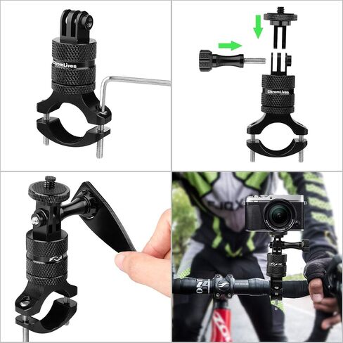 حامل دراجة ChromLives لـ GoPro، حامل المقود مع دوران 360 درجة، حامل ألومنيوم للدراجات الجبلية/الدراجات النارية - متوافق مع GoPro Hero 11/10/9/8/7/6/5، كاميرا الحركة، Osmo in Kuwait