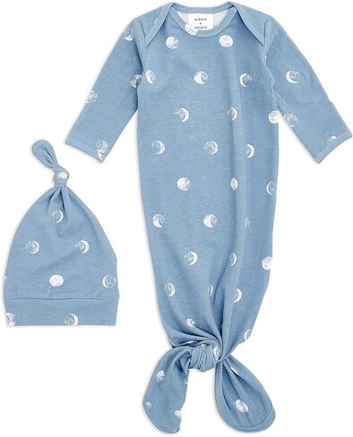 aden + anais Comfort Knit Knotted Newborn Baby Gown and Hat, 2 Piece Set, 0-3 Months in Saudi Arabia
