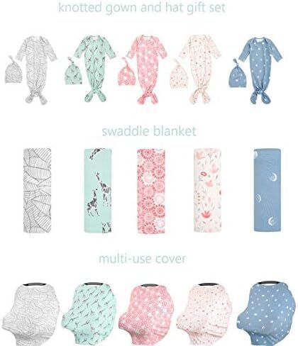aden + anais Comfort Knit Knotted Newborn Baby Gown and Hat, 2 Piece Set, 0-3 Months in Saudi Arabia