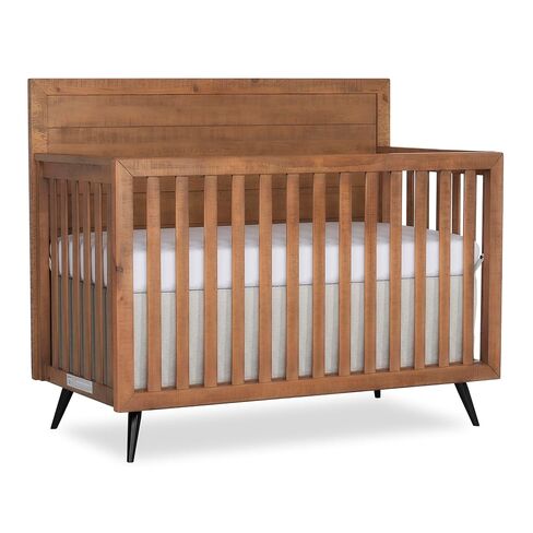 évolur Stilnovo Mid-Century 4-in-1 Convertible Baby Crib in Sugar Cane, GreenGuard Gold & JPMA, Converts to Toddler, Day & Full-Size Bed, 3 Mattress Heights, Modern Retro Design Nursery in Kuwait