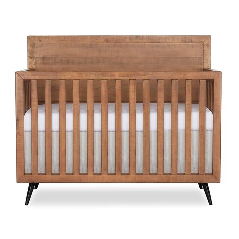 évolur Stilnovo Mid-Century 4-in-1 Convertible Baby Crib in Sugar Cane, GreenGuard Gold & JPMA, Converts to Toddler, Day & Full-Size Bed, 3 Mattress Heights, Modern Retro Design Nursery in Kuwait
