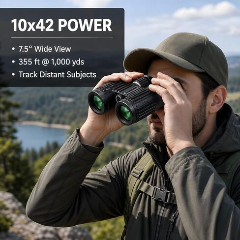 10x42 Anti-Slip Binocular, BAK4 Prism, Wide-Angle Eyepiece, Anti-Slip Ergonomic Design, Lens Binoculars for Bird Watching, Hunting, Travel, Sports, Cruise, Watch the Game with Carrying Bag(No. 1) in Saudi Arabia