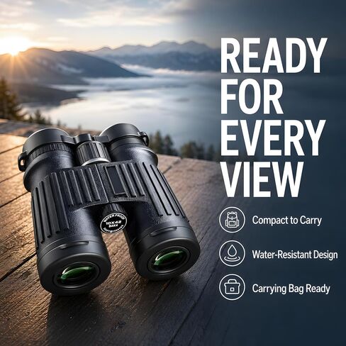 10x42 Anti-Slip Binocular, BAK4 Prism, Wide-Angle Eyepiece, Anti-Slip Ergonomic Design, Lens Binoculars for Bird Watching, Hunting, Travel, Sports, Cruise, Watch the Game with Carrying Bag(No. 1) in Saudi Arabia