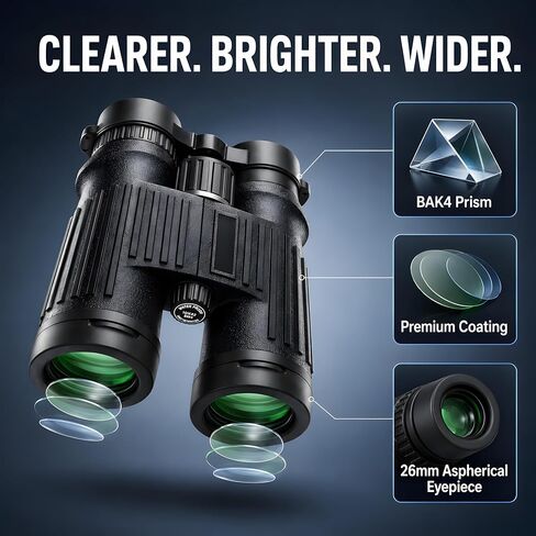 10x42 Anti-Slip Binocular, BAK4 Prism, Wide-Angle Eyepiece, Anti-Slip Ergonomic Design, Lens Binoculars for Bird Watching, Hunting, Travel, Sports, Cruise, Watch the Game with Carrying Bag(No. 1) in Saudi Arabia
