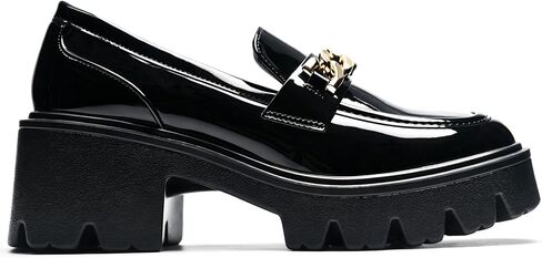 Black Platform Loafers for Women, Chunky Heel Slip On Shoes, Comfortable Business Casual Dressy Office Loafers in Kuwait