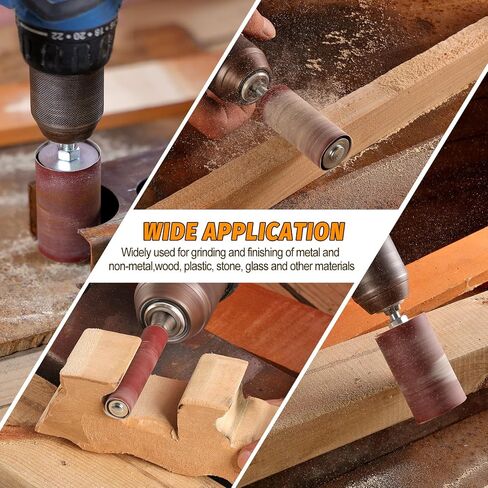 POLIWELL Sanding Drum Kit 8-Piece Four 3-metre Rolls Sandpaper | 80/120/240/320 Grit Drum Sander Ideal for Mould Grinding Machine. Made of Sandpaper for Drill and Press Drilling Machines in Saudi Arabia