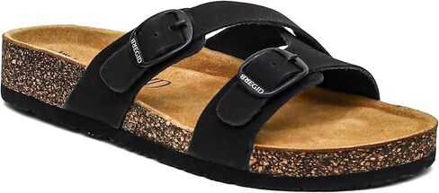 BREGID 100% Premium Leather Cork Footbed Womens Sandals Comfortable Slip On Sandals for Women with Arch Support and Cross Strap Design. The BREGID sandals women love blend effortless comfort with understated luxury in a style that feels instantly familiar in Kuwait