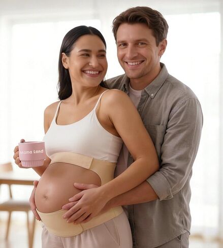 Mama Land One Piece Pregnancy Belly Band for Women, Maternity Support Belt, Trimester Must Haves, Pregnant Bands for Back, Abodomen, Pelvic Pain Relief, Adjustable Girdle Items (Beige, M) in Kuwait
