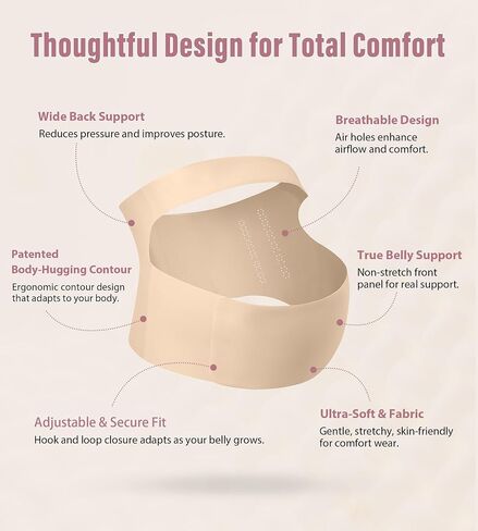 Mama Land One Piece Pregnancy Belly Band for Women, Maternity Support Belt, Trimester Must Haves, Pregnant Bands for Back, Abodomen, Pelvic Pain Relief, Adjustable Girdle Items (Beige, M) in Kuwait
