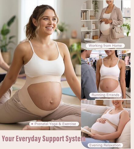 Mama Land One Piece Pregnancy Belly Band for Women, Maternity Support Belt, Trimester Must Haves, Pregnant Bands for Back, Abodomen, Pelvic Pain Relief, Adjustable Girdle Items (Beige, M) in Kuwait