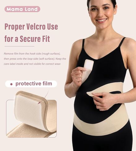 Mama Land One Piece Pregnancy Belly Band for Women, Maternity Support Belt, Trimester Must Haves, Pregnant Bands for Back, Abodomen, Pelvic Pain Relief, Adjustable Girdle Items (Beige, M) in Kuwait