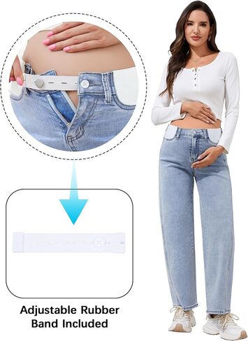 FABRACK Women's Maternity Barrel Jeans Elastic Waist Stretch Mid-Rise Jeans Side Panel Pregnancy Denim Pants with Pockets(Light Blue, Small) in Kuwait