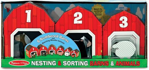 Melissa & Doug Nesting and Sorting Barns and Animals with 6 Numbered Barns and Matching Wooden Animals in Saudi Arabia