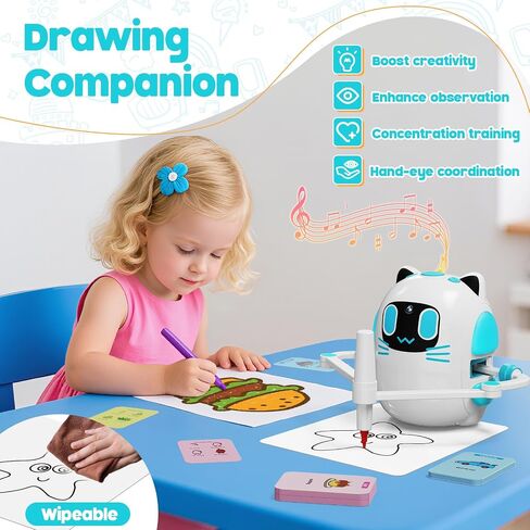 Drawing Robot for Kids with Camera Recognition, Smart Robot Drawing Machine | Interactive Educational Drawing Machine with 150 Cards & 12 Colorful Pens, Christmas Birthday Gifts for Kid Ages 3+ in Saudi Arabia