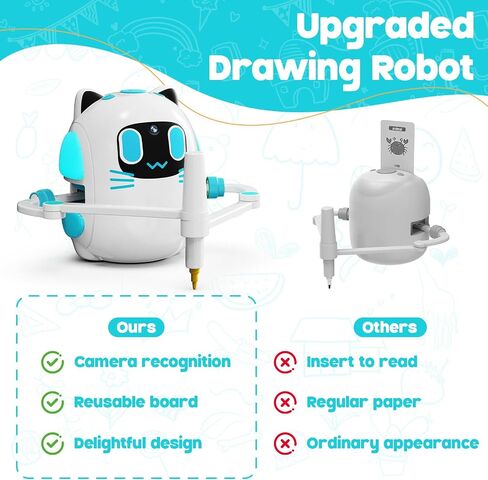 Drawing Robot for Kids with Camera Recognition, Smart Robot Drawing Machine | Interactive Educational Drawing Machine with 150 Cards & 12 Colorful Pens, Christmas Birthday Gifts for Kid Ages 3+ in Saudi Arabia