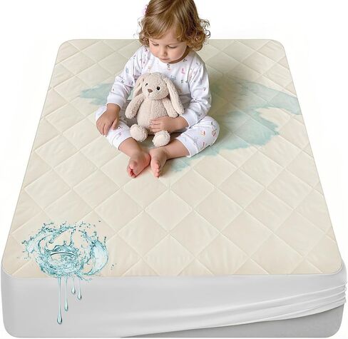 Organic Crib Mattress Protector - Top&Side 100% Waterproof Protector | Organic Mattress Protectors for bed | 5-Sided Waterproof Protection | Noiseless & Breathable | Crib Size 52x28x9 in in Saudi Arabia