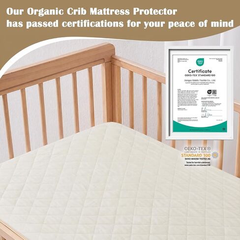Organic Crib Mattress Protector - Top&Side 100% Waterproof Protector | Organic Mattress Protectors for bed | 5-Sided Waterproof Protection | Noiseless & Breathable | Crib Size 52x28x9 in in Kuwait