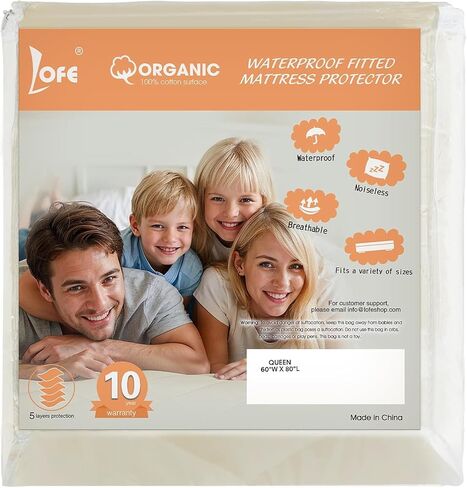 Organic Crib Mattress Protector - Top&Side 100% Waterproof Protector | Organic Mattress Protectors for bed | 5-Sided Waterproof Protection | Noiseless & Breathable | Crib Size 52x28x9 in in Kuwait