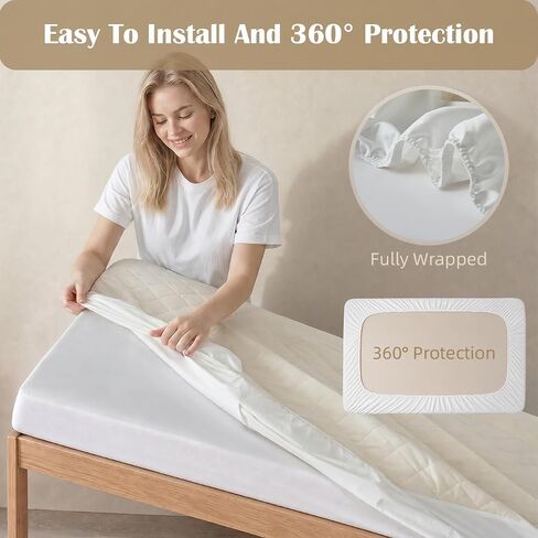 Organic Crib Mattress Protector - Top&Side 100% Waterproof Protector | Organic Mattress Protectors for bed | 5-Sided Waterproof Protection | Noiseless & Breathable | Crib Size 52x28x9 in in Kuwait
