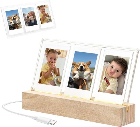 Mini 12 Glowing Table Picture Frame for Instax Mini Instant Camera | Mini Picture Frame for Instax Mini 13/12/11/SE/41/EVO Instant Camera 2.15x3.4 Inch Films, Can Be Used As Night Light, 2 Pcs in Saudi Arabia
